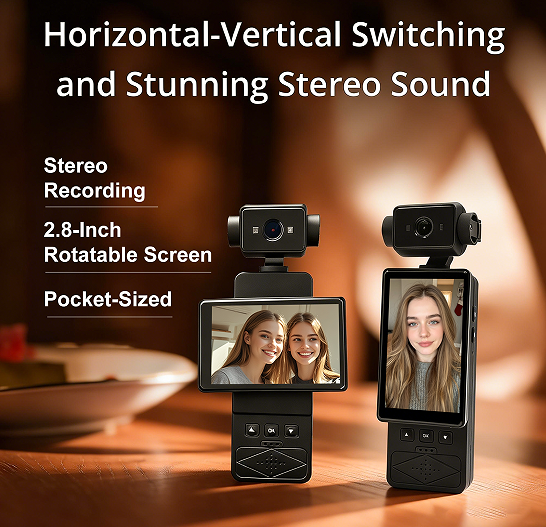 4K High Definition Handheld Video Camcorder, Multifunctional Portable Recording Camera